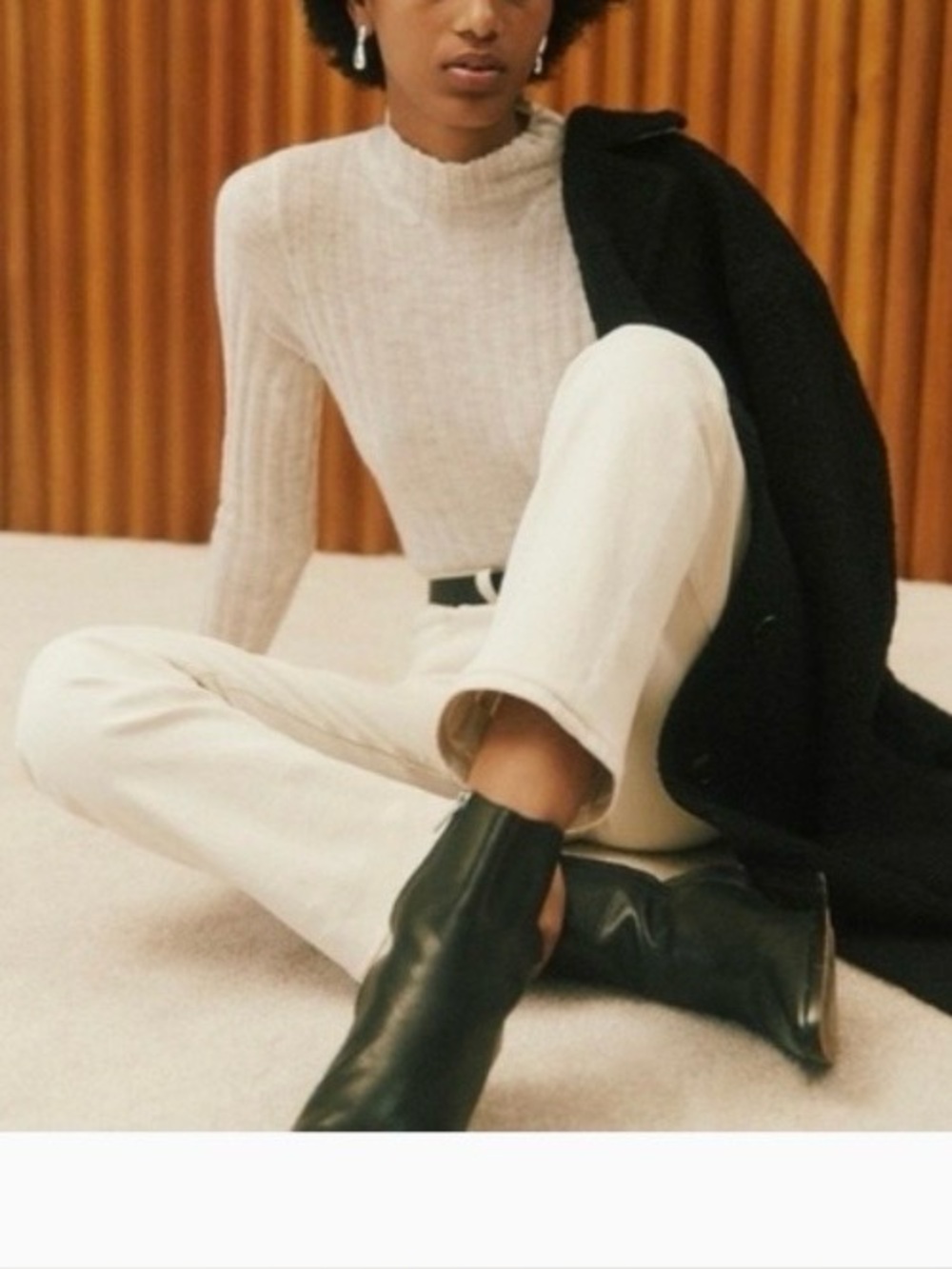 madewell alpaca-blend mockneck sweater beige